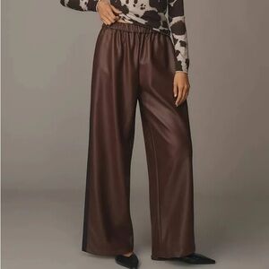 Anthropologie maeve faux-leather pull on track pants